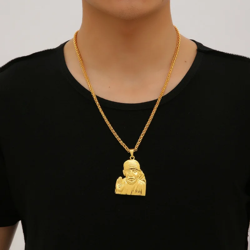 

Fashion Personality Jesus Pendant Necklace Motorcycle Party Gold Plated Chain Unisex Hip Hop Jewelry Christianity Jewelry Gift
