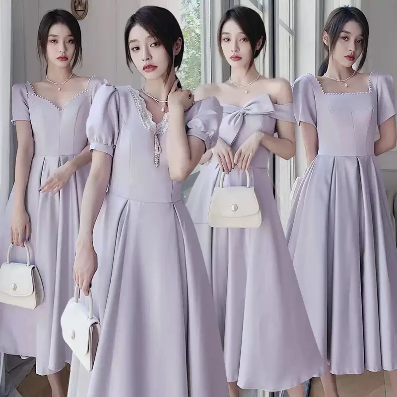 

Bridesmaids Dresses Strapless Sleeveless Jersey A-Line Luxury Off The Shoulder Floor-Length Vintage Lady Wedding Party Gown E491
