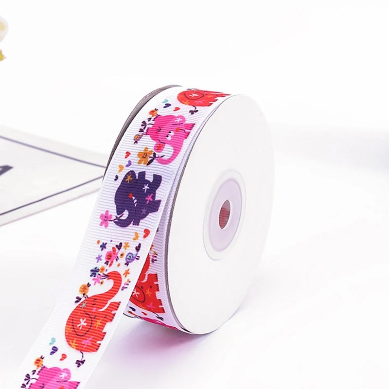 20Y 1 &quotмультфильм слон с днем рождения напечатанные Grosgrain ленты DIY Швейные ремесла