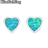 small cute real sterling silver opal heart stud earrings for lady simple elegant female jewelry casual bluewhitepink ope011