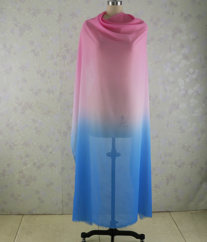 100d шифоновое газовое платье для танцев материал розовый синий постепенный шифон