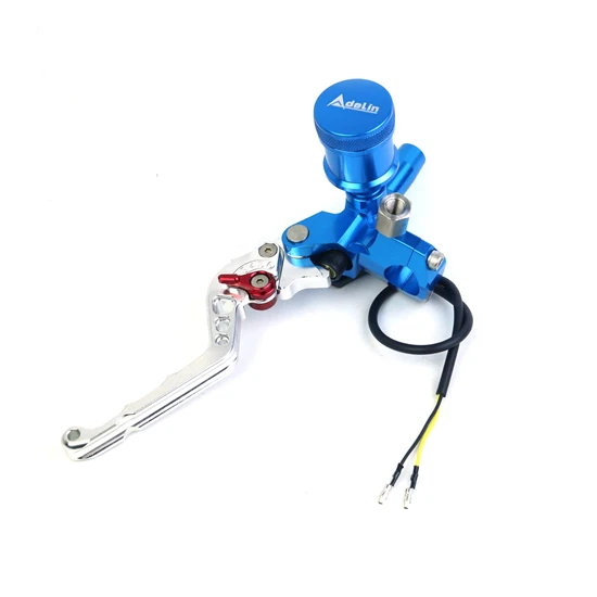 Blue Left Главный цилиндр тормоза Универсальный 22 мм мотоцикл для Honda Yamaha Kawasaki Suzuki масляная трубка гидравлическая муфта мото точка резервиор - Цвет: Blue Left