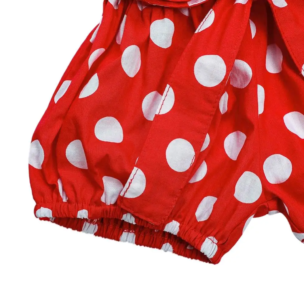 

Summer Baby Girls Short Sleeve T-shirt + Dot Print Suspenders Shorts + Turban
