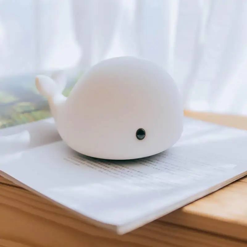 

Adeeing LED Night Light Touch whale USB Rechargeable Multicolor Light Silicone Pat Lamp Children Baby Bedside Light