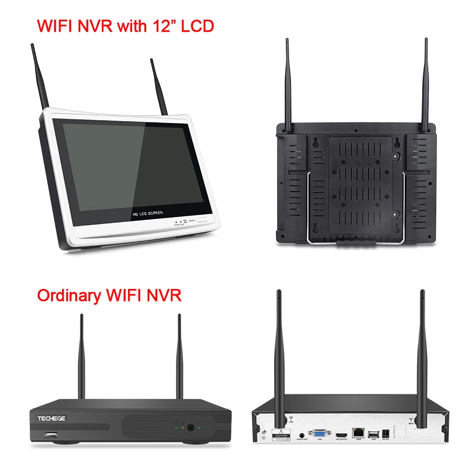 Techege 4CH беспроводной 1080P NVR комплект HD 1" ЖК-монитор 4CH wifi NVR безопасность 2MP аудио wifi камера CCTV камера система приложение дистанционное управление