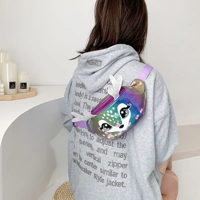

Portable Elk Print Waist Bag Fanny Pack Pouch Sport Belt Hip Chest Crossbody Shoulder Purse for Kids Children