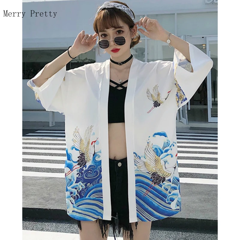 Женский кардиган в японском стиле на шнуровке блузка кимоно с коротким рукавом и