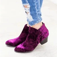europe boots women shoes plus size 43 botas de mujer 2022 new fashion flock ankle hoof heels short boots casual zapatos de mujer