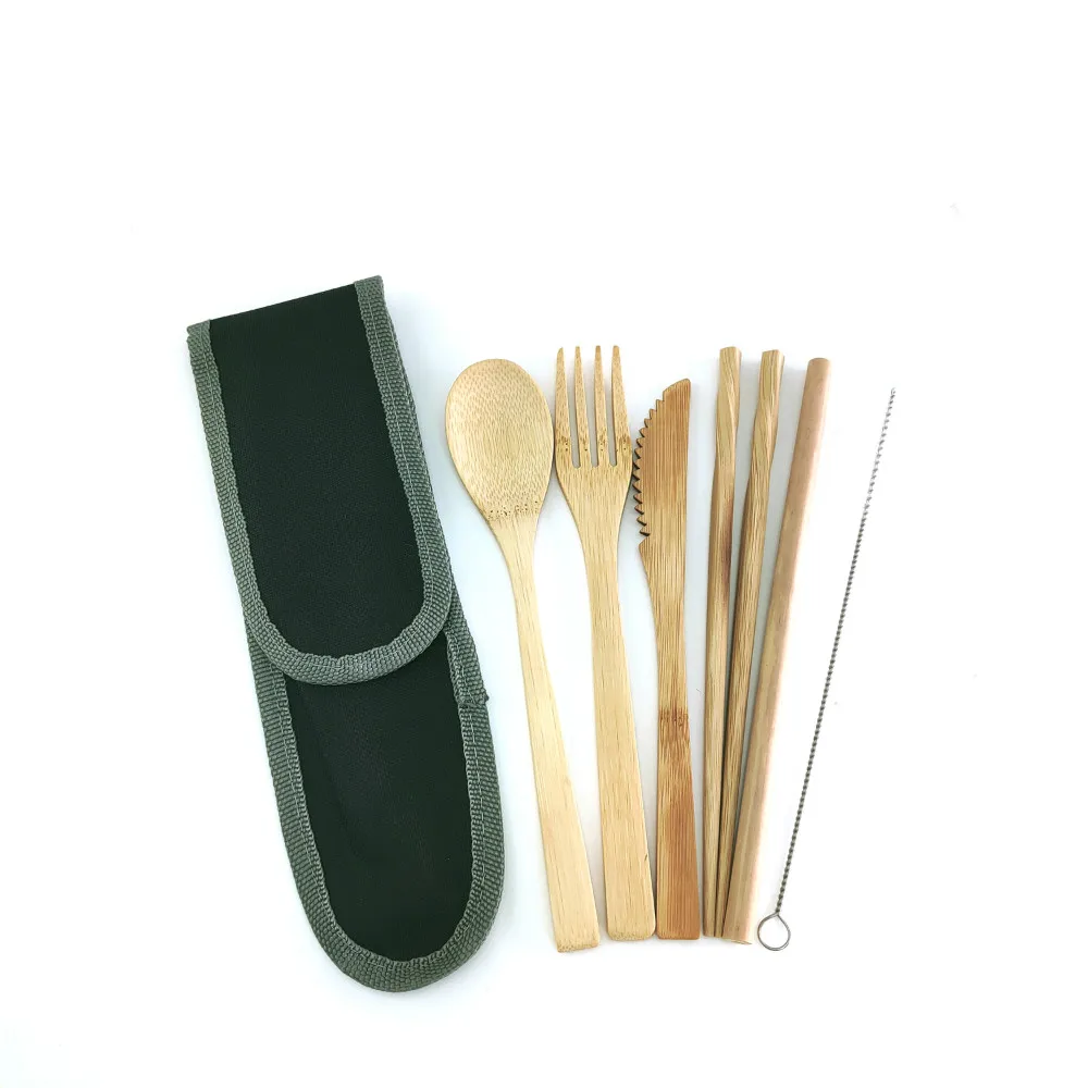 Набор бамбуковых столовых приборов многоразовый переносной набор ножи вилка