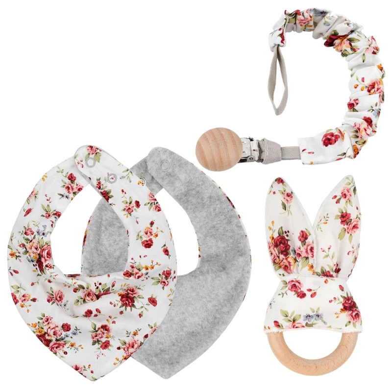 

Baby Bib Set 2020 New Baby Pacifier Chain Clips & Bibs &Baby Teether Baby Stuff