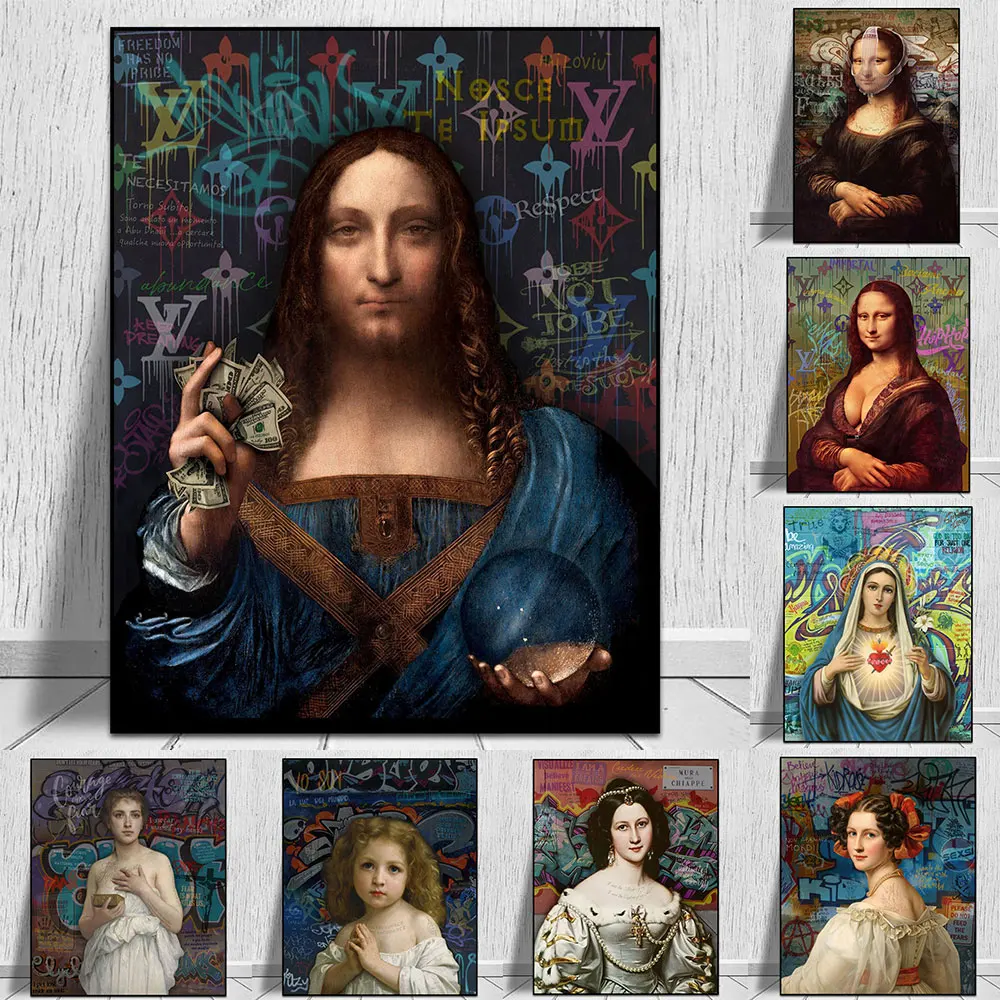 

Classical Famous Portrait Graffiti Painting Pop Art Poster Print On Canvas Painting Wall Picture For Living Room Home Decoration