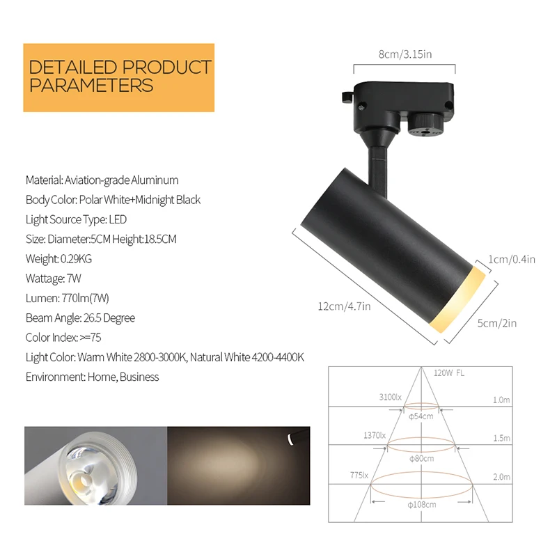 

Modern LED Track Light 7W COB Ceiling Track Rail Mounted Spotlight AC90-260V For Living Room Cloth Store Track Lighting Fixture