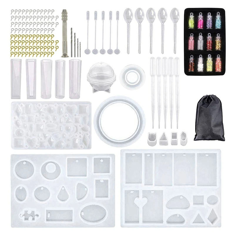 

148 Pieces Resin Jewelry Making Starter Kit, Silicone Casting Mold for Beginners with Molds, Resin Kits and Tools Set
