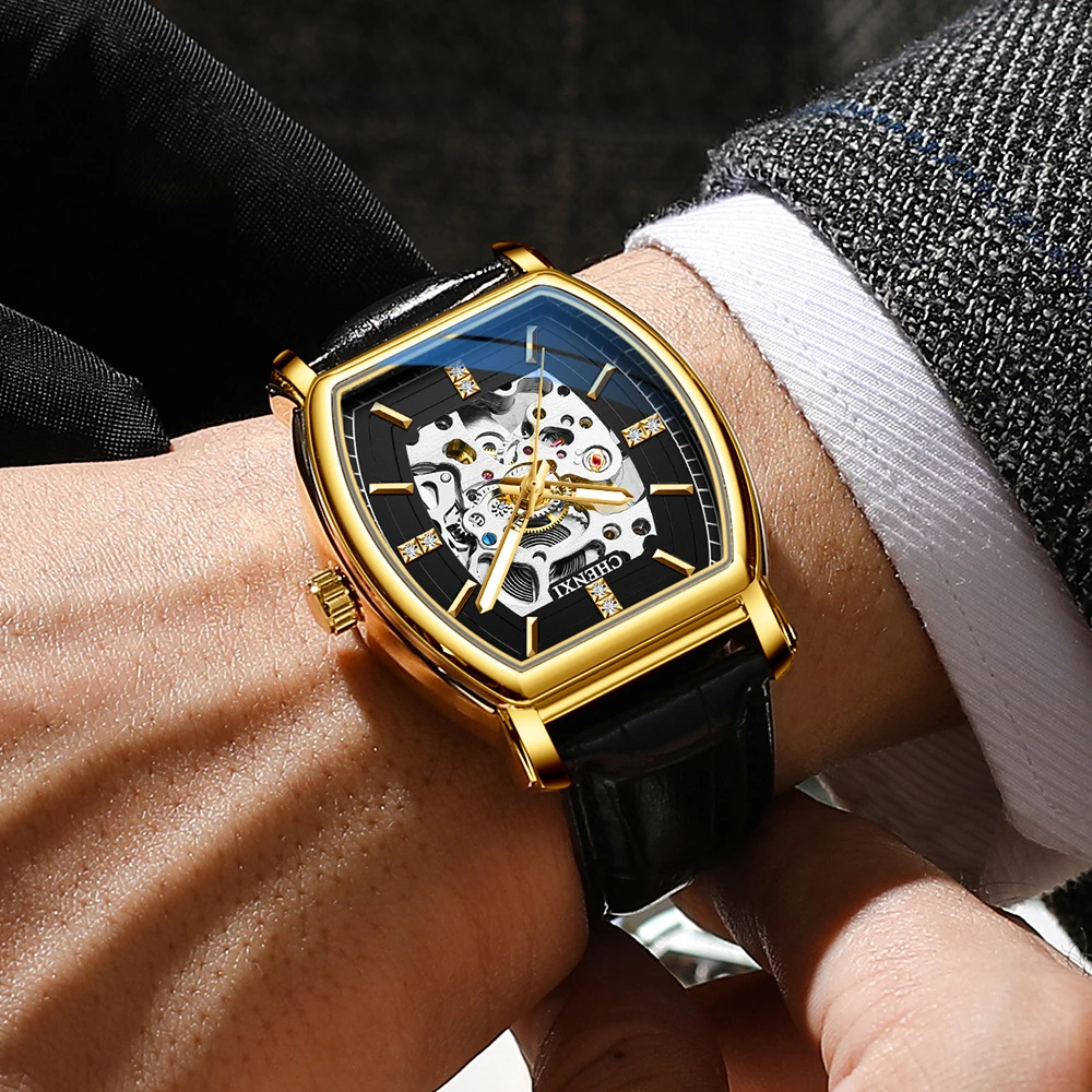 CHENXI золотые механические автоматические часы для мужчин водонепроницаемые со