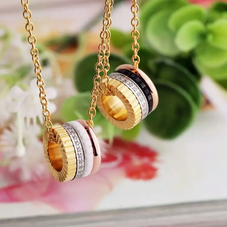 Ожерелье женское из керамики с цирконом брендовая бижутерия белого и черного