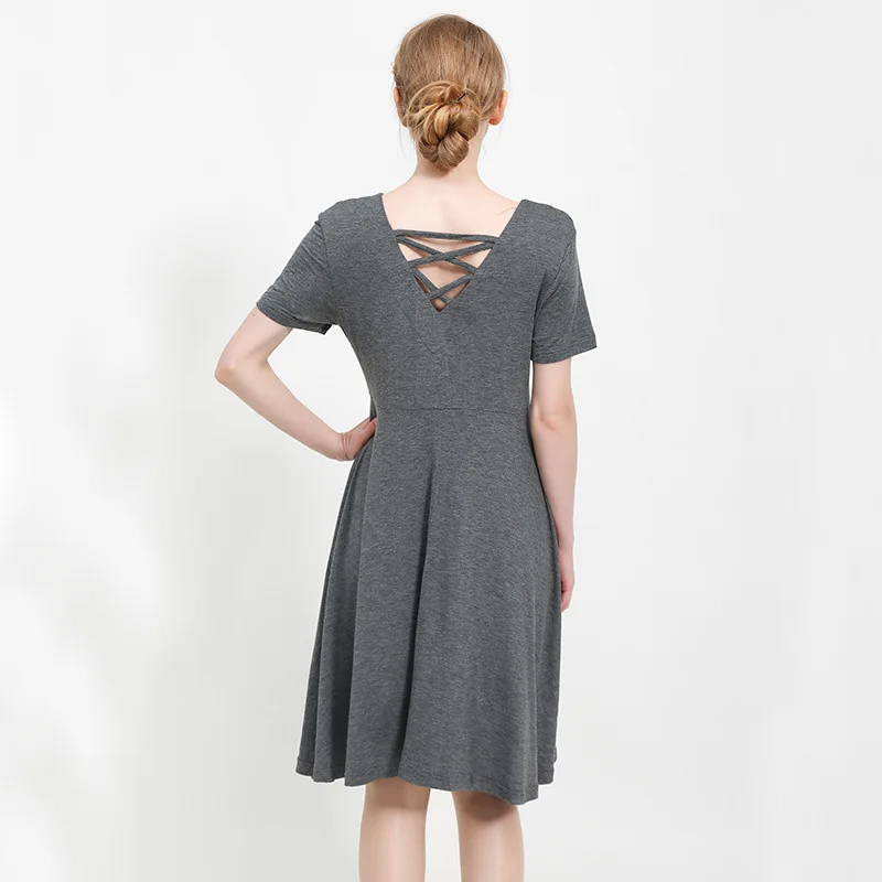 Nightdress Female Summer Modal Short-sleeved Thin Section Temptation Sexy Backless Sweet Mid-length Pajamas Dress