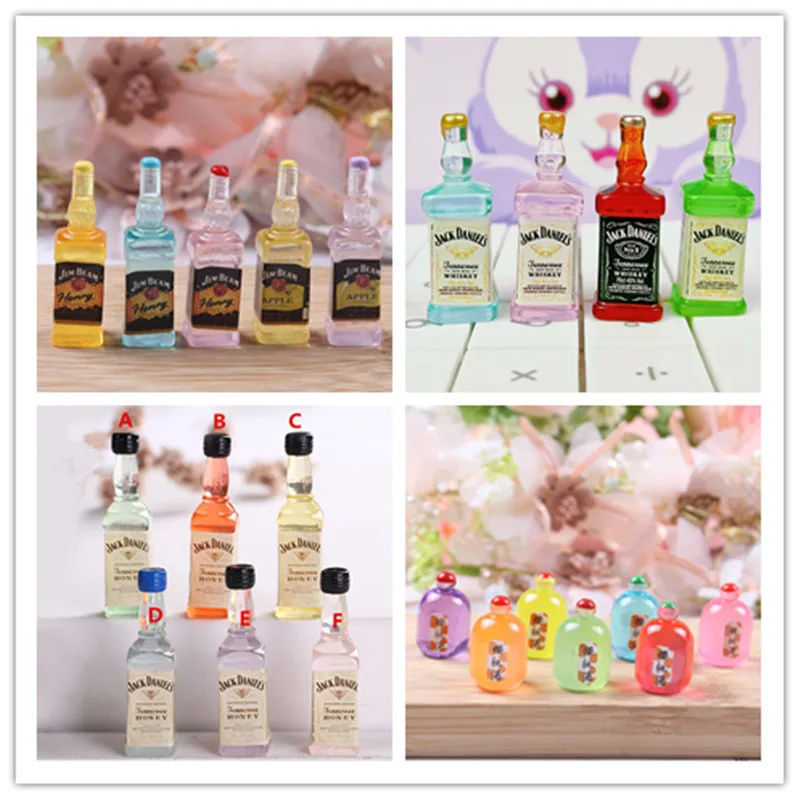 

Wholesale Cute Miniature Wine Bottle Kawaii 3D Resin Simulation Cans Dollhouse Miniature Food DIY Scrapbooking Crafts