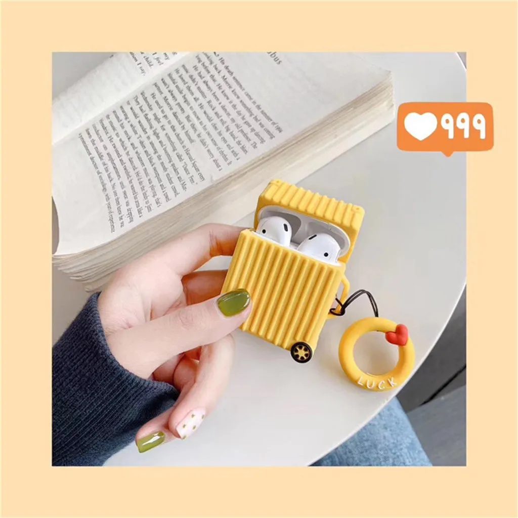 Милый силиконовый защитный чехол чемодан брелок для Apple наушники силикагель