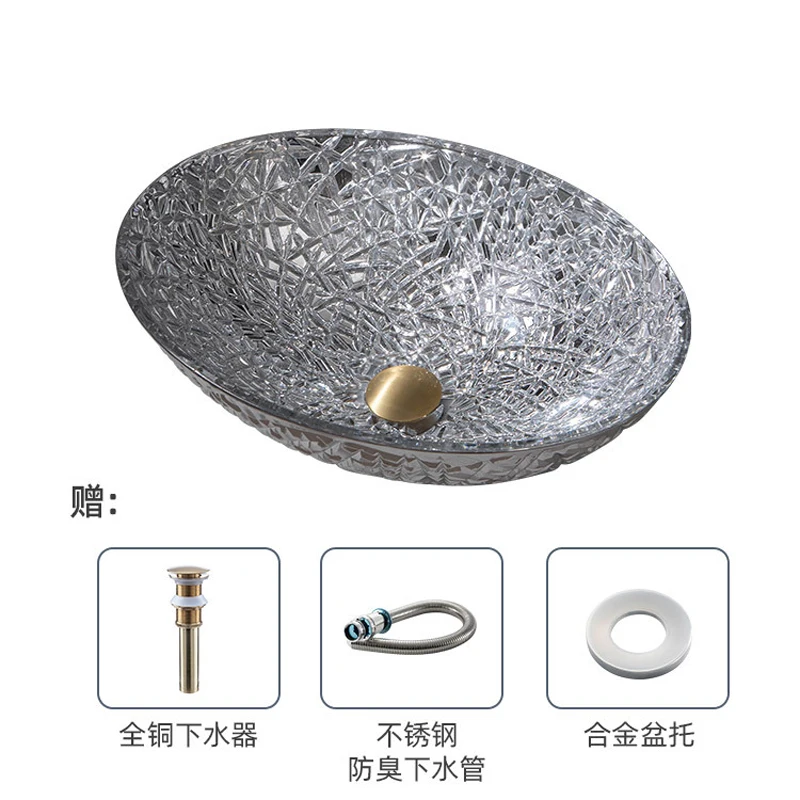 

Раковина для ванной комнаты, раковина из оцинкованного закаленного стекла, раковина для дома из Овального золотого стекла, Современная рак...