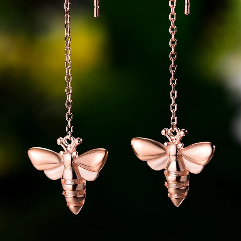 Lotus Fun Lovely Honey Bee Dangle Earrings Real 925 Sterling Silver Handmade Designer Fine Jewelry for Women Bijoux | Украшения и