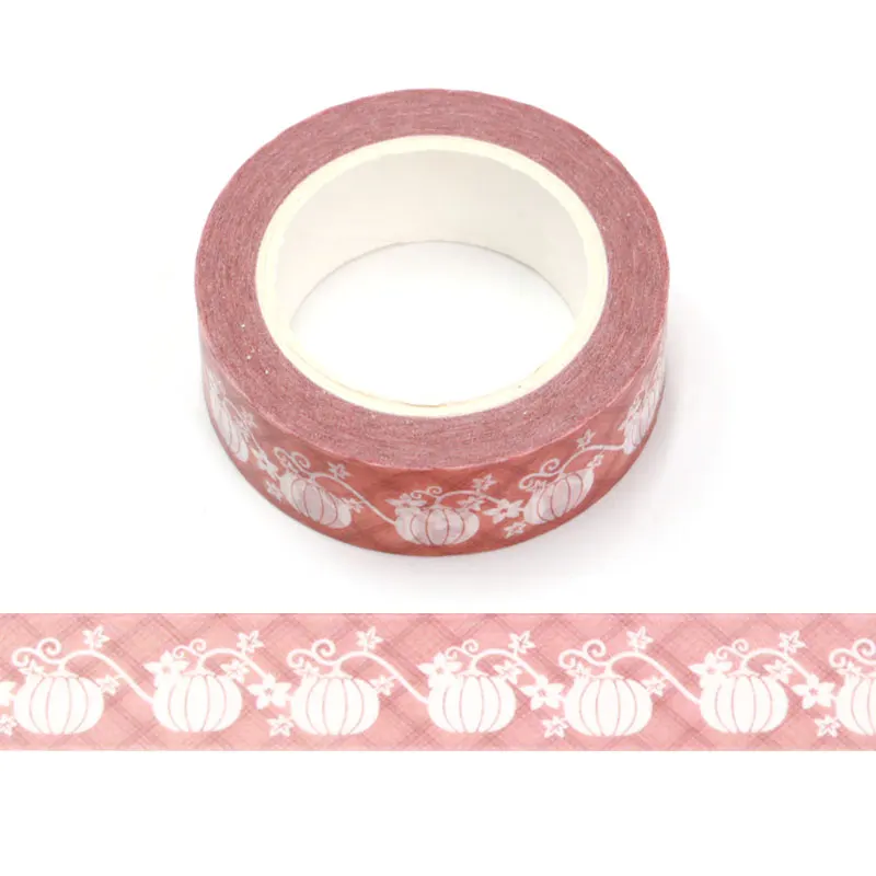 

1PC 15mm*10m Thanksgiving White pumpkin Brown Stripes Pink washi tape Masking Decorative Tapes scrapbooking designer stationery