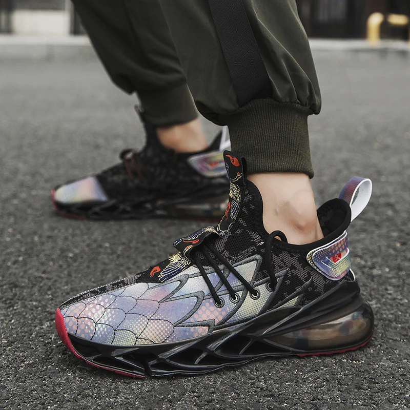 

Spring Autumn Men Blade High Top Sneakers Breathable Running Boots Platform Women Blade Gym Sport Shoes Ankle Trainers boots
