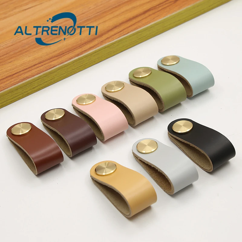 

Furniture Drawer Leather Handle Nordic Simple Wardrobe Cupboard Kitchen Colorful Knob Single Hole Cabinet Door Pull Hardware
