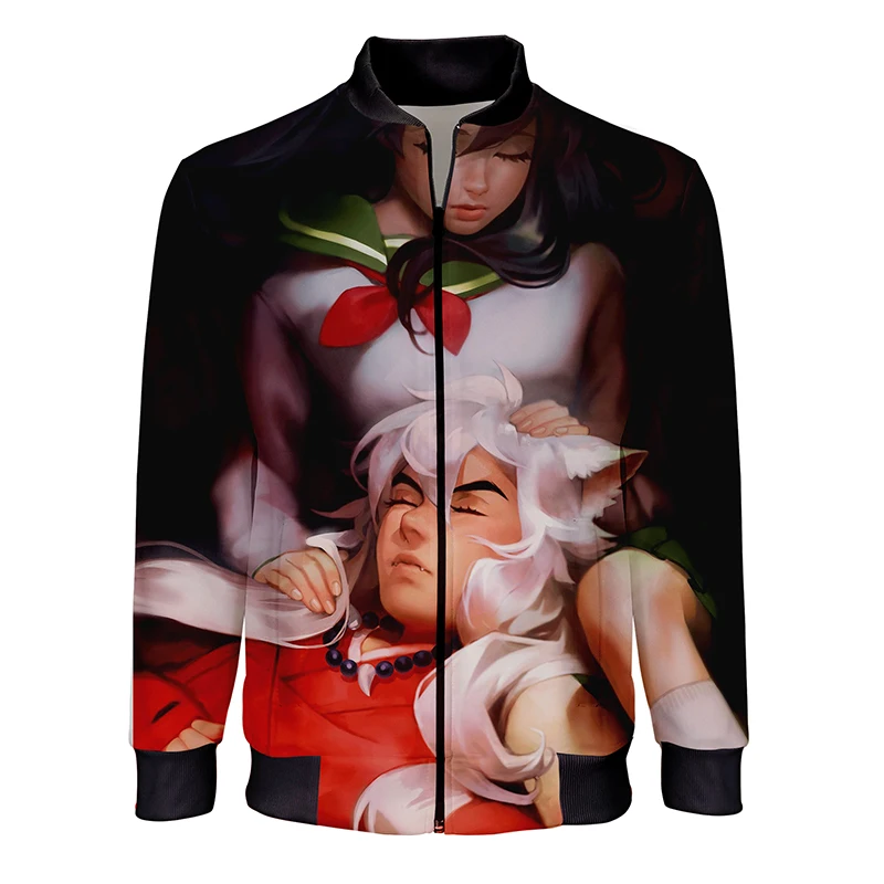 Аниме куртки Inuyasha с 3D рисунком для мужчин и женщин повседневная куртка на молнии