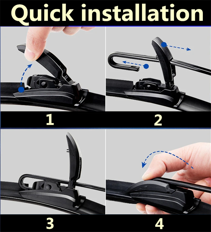 Черные универсальные u образные мягкие безрамные резиновые щетки