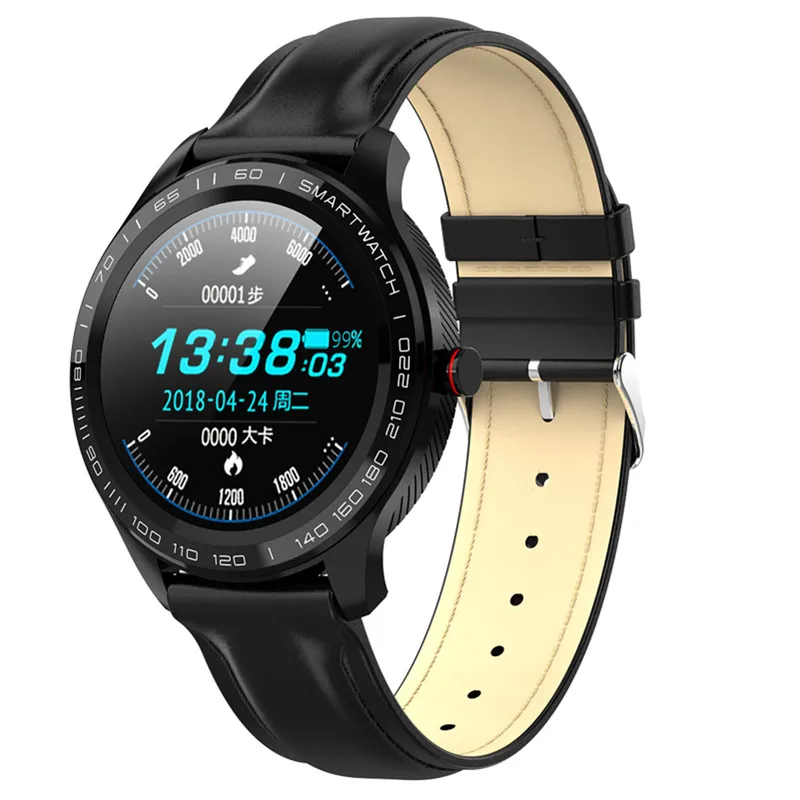 Black-leather L9 мужские Смарт-часы ЭКГ+ PPG сердечный ритм кровяное давление кислородный трекер Bluetooth часы IP68 Водонепроницаемые бизнес умные часы VS L5 - Цвет: Black-leather