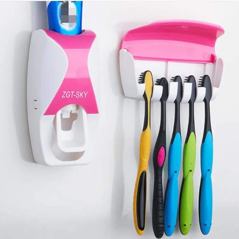 1PC Wall Mount Household Toothbrush Holder Bathroom Supplies Toiletries Automatic Toothpaste Dispenser Sets | Дом и сад