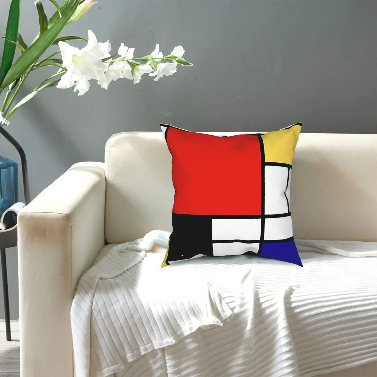 

Abstract Art Mondrian Square Pillow Case Polyester Cushions for Sofa Casual Cushion Covers