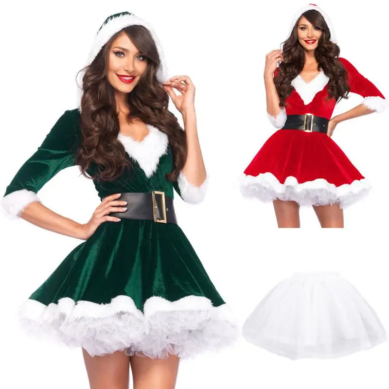 Женский Рождественский костюм Санта-Клауса для костюмированной вечеринки
