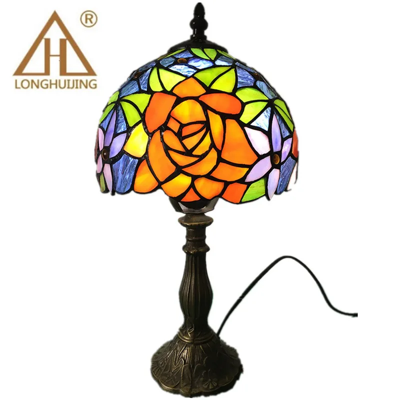 

12 Inch Tiffany Table Lamp Stained Glass European Baroque Classic for Living Room E27 110-240V