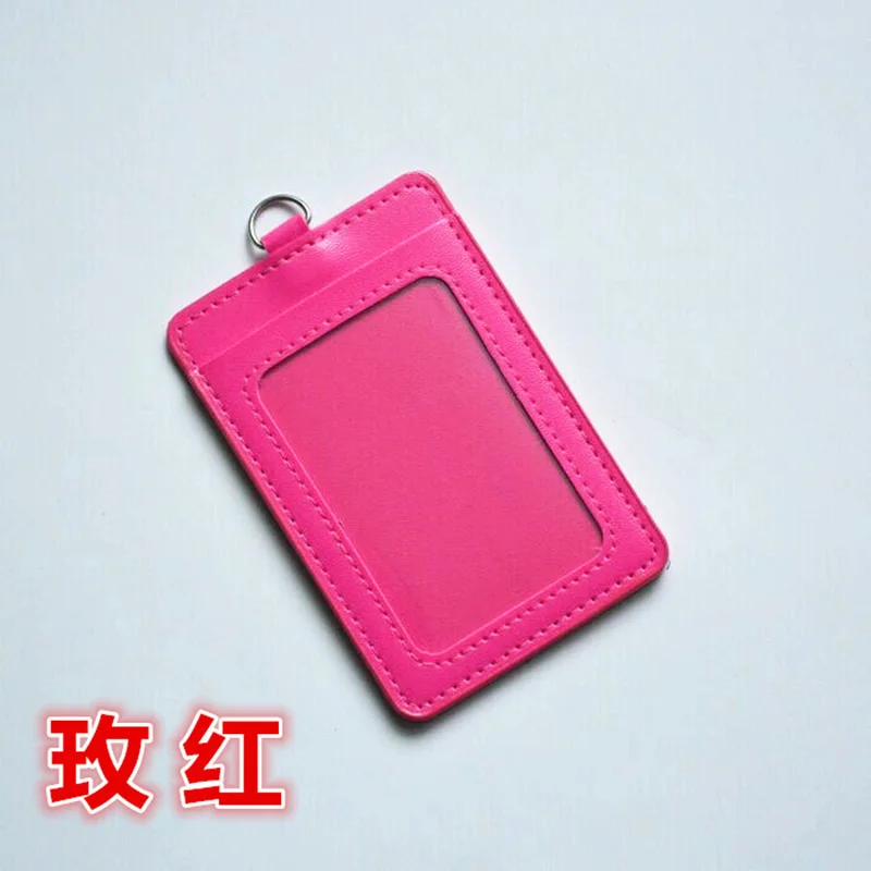 

Rose Red Pu Luxury Quality Credential Badges ID Card Holder for Employees Tag Pass Exhibition Business Leather Name Protector