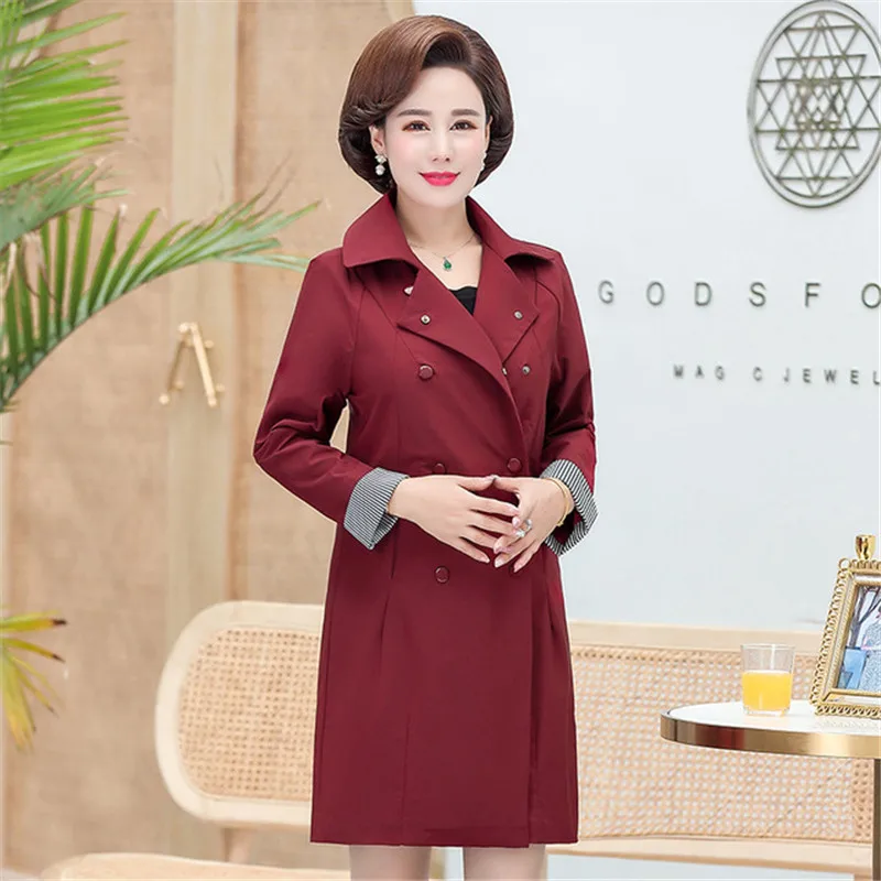 Ветровка женская средней длины двубортный Тренч Свободное пальто модное большие