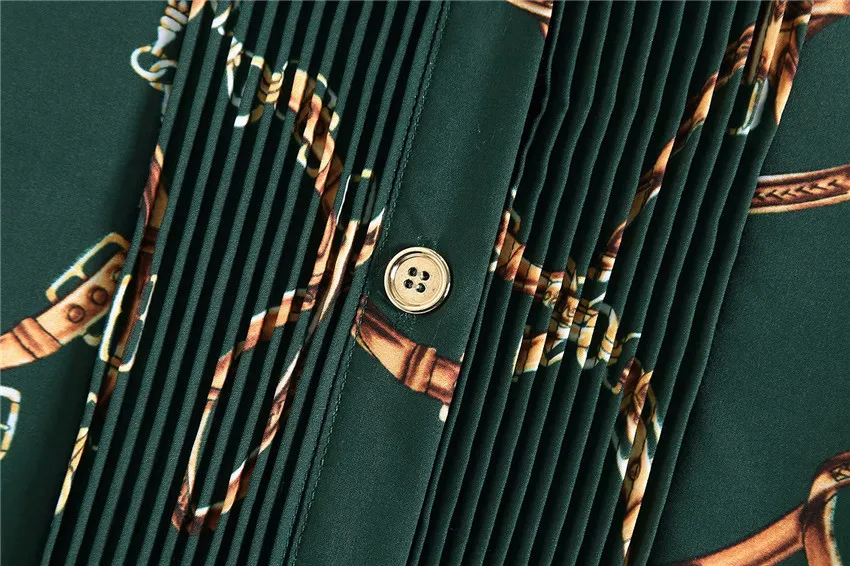 Женское мини платье с принтом цепей Za повседневное зеленое длинным рукавом для