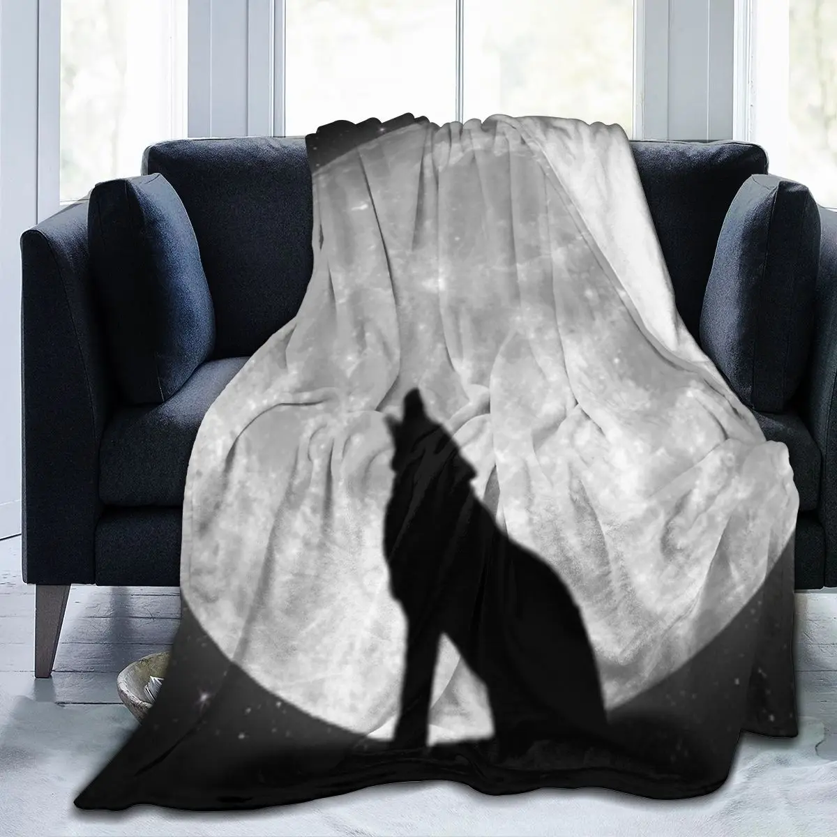 

Wild Wolf And Moon Animals Galaxy Soft Cozy Fleece Throw Blankets For Sofa Bed Couch Dropship Wholesale Decorative Family Throw