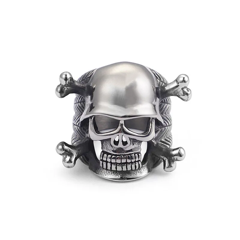 Skull Rings, 316L Stainless Steel Ring for Punk Rock Warrior, Mens Biker Jewelry