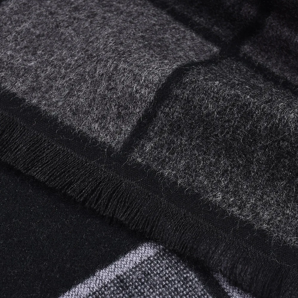 Популярный брендовый шарф унисекс клетчатый мужской с кисточкой Зимний Теплый