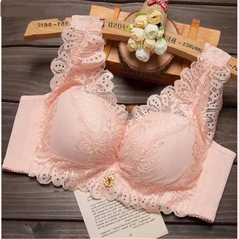 Sexy Deep U Cup Bras For Women Push Up Lingerie Bra Wire Free Bralette Backless Plunge Intimates Female Underwear - Цвет: Розовый