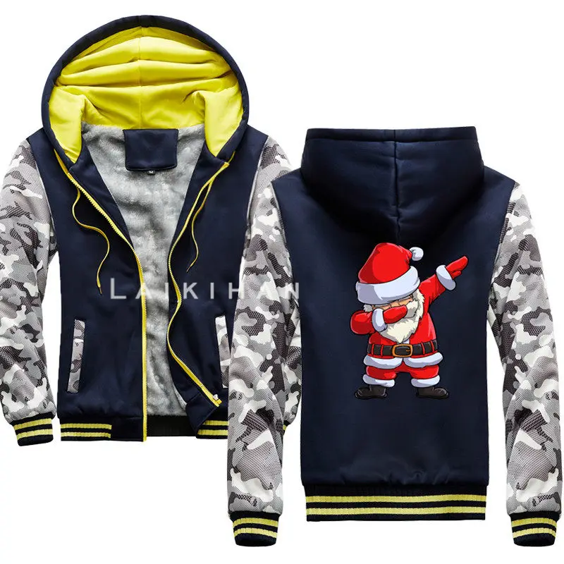 

Santa T Shirt Claus Christmas Funny men thick hoodie casual male hoody Men Comical Men'S winter warm jacket