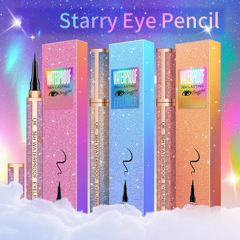 

1Pc Quick-dry Starry Galaxy Eyeliner Pen Waterproof Not Blooming Liquid Eyeliner Lasting Smooth Black Eyeliner Pencil