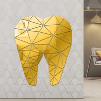 dental care tooth shaped acrylic mirrored wall stickers dentist clinic stomatology 3d wall art decal orthodontics office decor