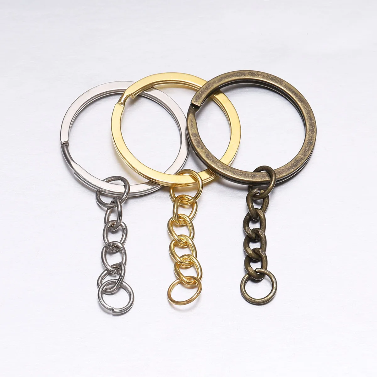 10/5Pcs Key Chains with Split Ring Antique Bronze Plated Silver Gold 30mm Long Keyrings Keychain for Pendant Charms | Украшения и