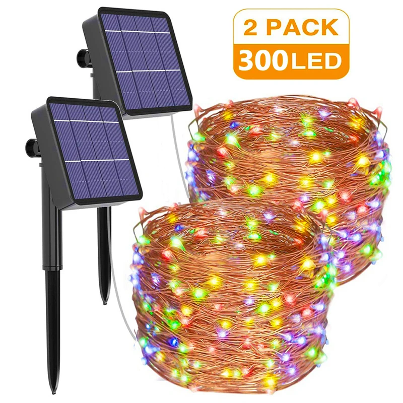 1/2pack Outdoor Solar Led Lights Waterproof Copper Wire Fairy Lights for Balcony Garden Decoration Trees Patio Weddings Party
