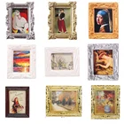 Масштаб 1:12 миниатюрная картина маслом для кукольного домика винтажный персонаж пейзаж картина Мини фоторамка для кукольного домика настенные украшения