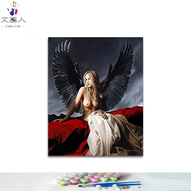 Цифровая живопись сделай сам цифровая Женская фигурка дьявола крылья рисование