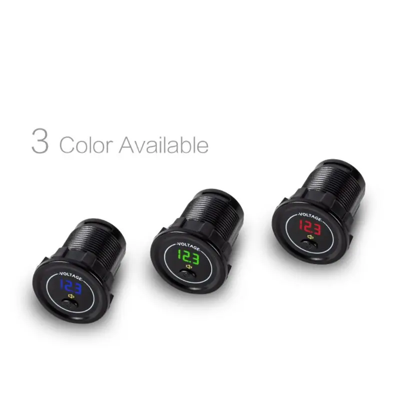 

Waterproof Motorcycle Boat Car DC 12V 24V 30V LED Voltmeter Display Voltage Meter with ON OFF Switch Low Voltage Alarm