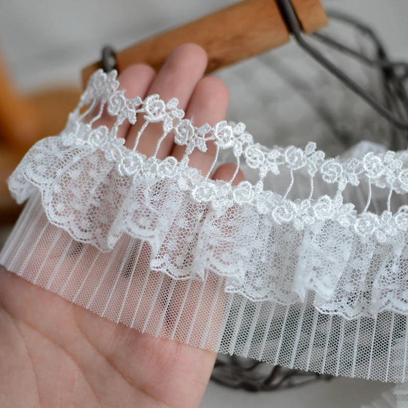 

2 слоя розы, 1 ярдов/партия дюйма, 7 см, шириной, вышитые кружева и сетки, плиссированная отделка, декоративные аксессуары для шитья в стиле пэч...